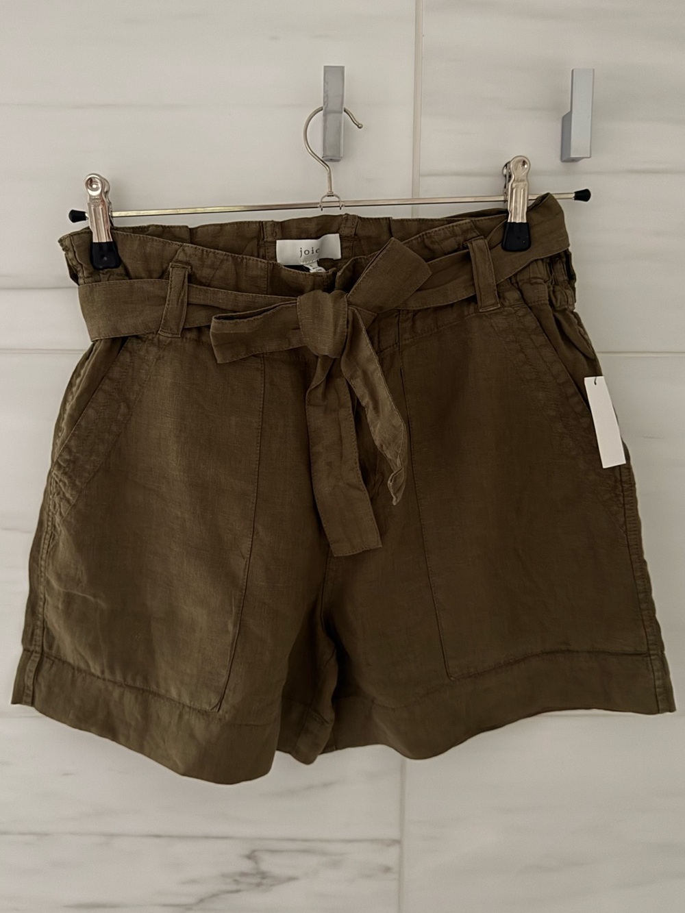 Joie Daynna Linen Shorts in Vintage Olive Size 8